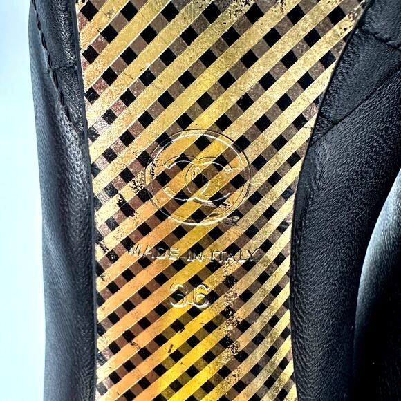 CHANEL Black Leather CC Cap Toe Quilter Platform Heel Boots IT 36 - Picture 12 of 15